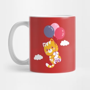 Cute Flying Cat With Balloons Mug